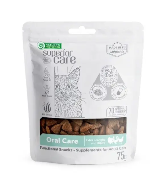 Nature's Protection Supplemental Snacks – Oral Care with poultry for adult cats 75g