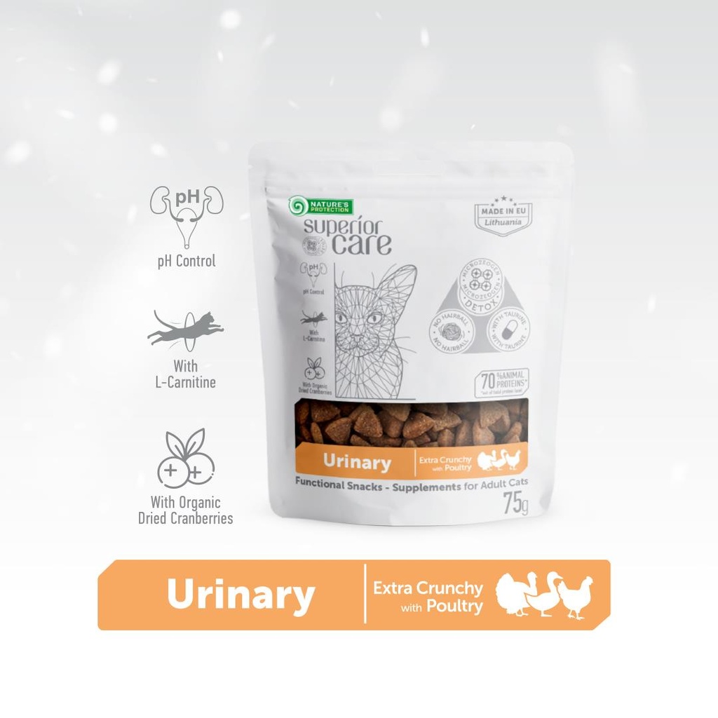 Nature's Protection Superior Care Supplemental Snacks  Urinary with Crunchy Poultry for Adult Cats 75g