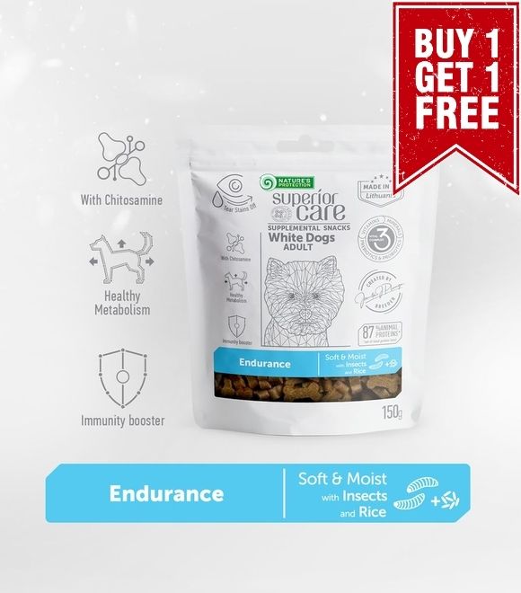 Nature's Protection Superior Care White Coat Supplemental Snacks Endurance with Insects and Rice For Adult Dogs 150g