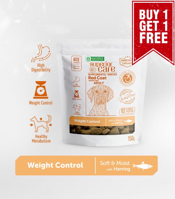 Nature's Protection Superior Care Red Coat Supplemental Snack Weight Control with Herring For Adult Dogs 150g