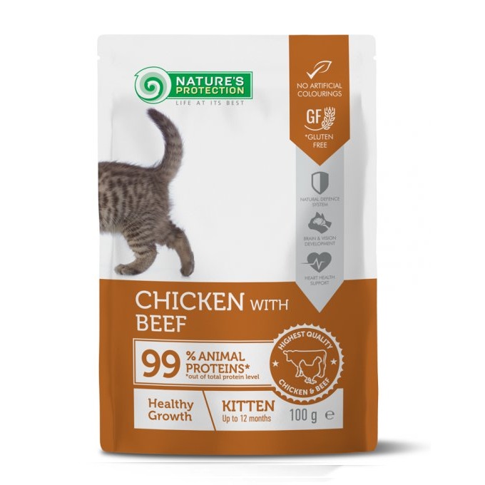Nature's Protection Pouch For Kitten Healthy Growth Chicken with Beef 100g