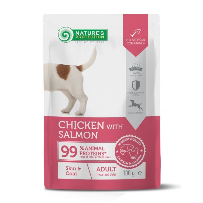 Nature's Protection Pouch For Dog Skin &amp; Coat Chicken with Salmon 100g