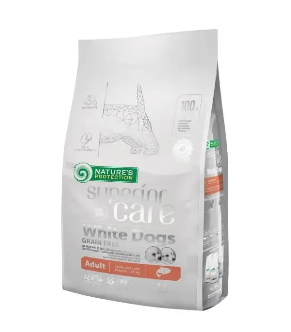Nature’s Protection Superior Care Adult Small & Mini Breed White Coat Dog Food – Salmon