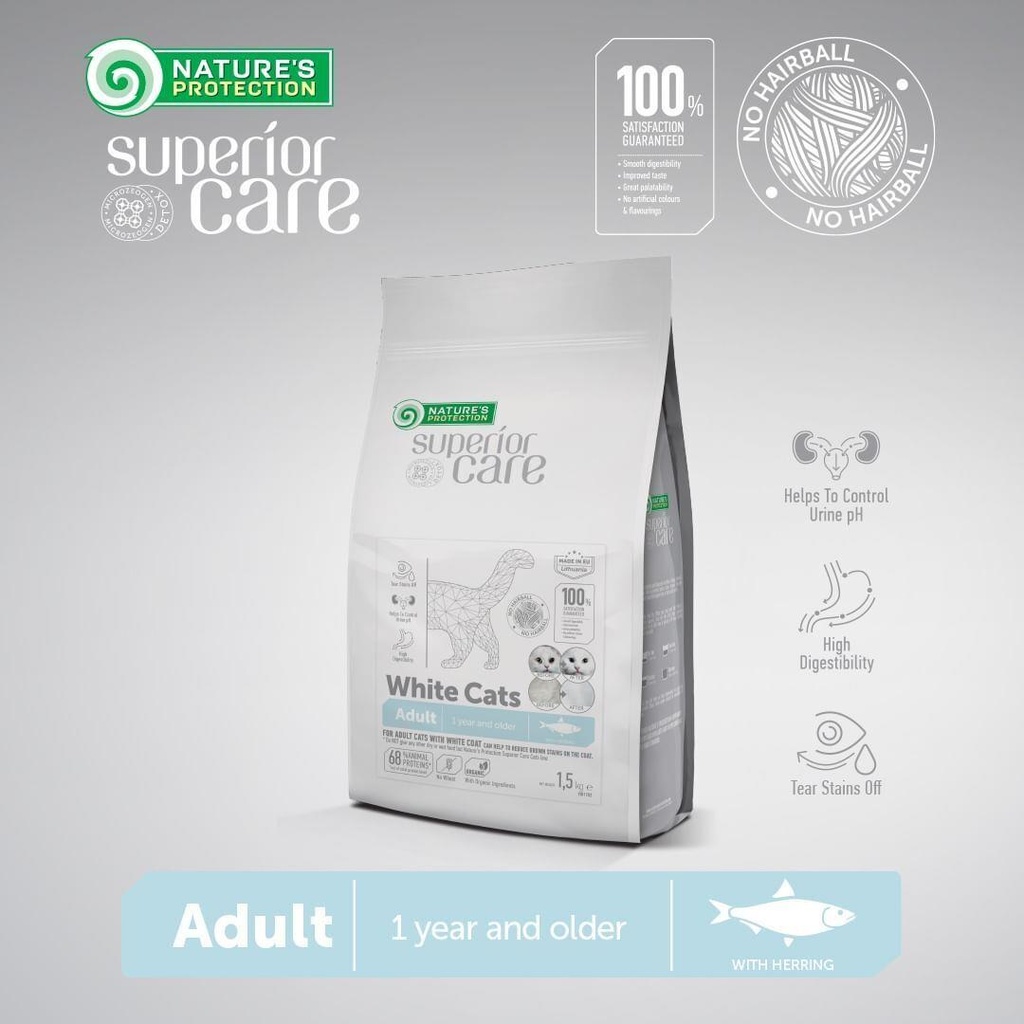 Nature's Protection Superior Care For White Cats with Herring Adult