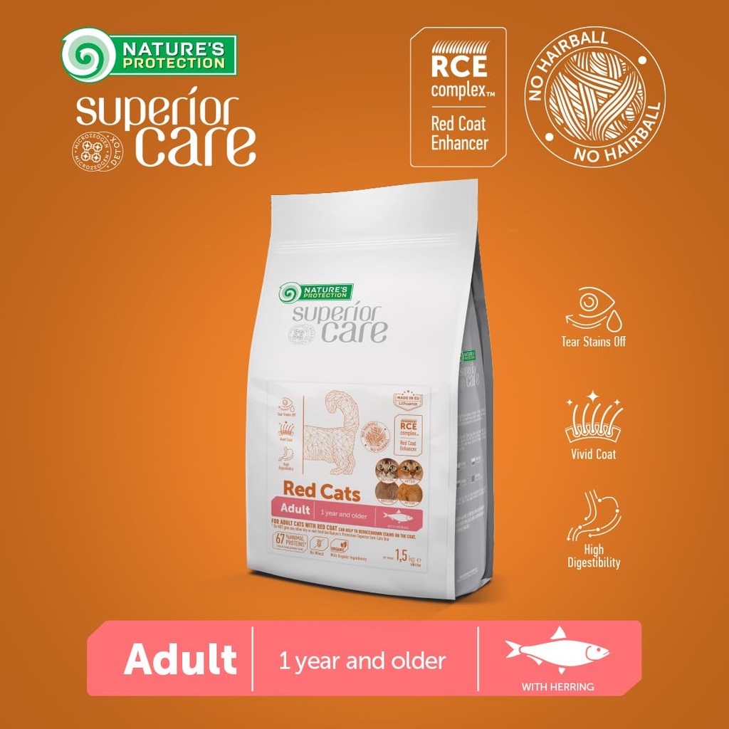Nature's Protection Superior Care For Red Cats with Herring  Adult