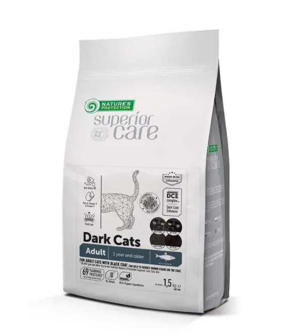 Nature’s Protection Superior Care Dark Coat Grain-Free Herring Dry Food – Adult Cats (All Breeds)