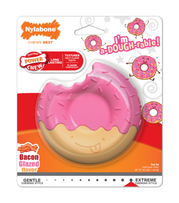 Nylabone Donat Wolf Bacon Glazed Chew Dog Toy