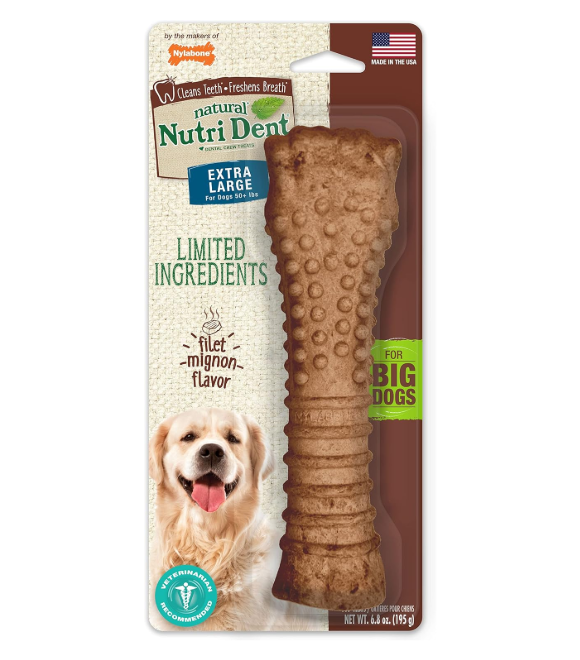 Nylabone Natural Nutri Dent Chew Bone Fillet Mignon Flr For Large Dogs 195g