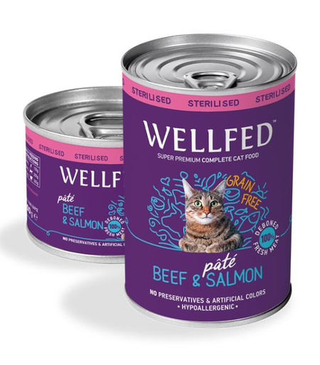 [5206819143586] Pet Interest Wellfed Adult Beef and Salmon 800g Can For Cats