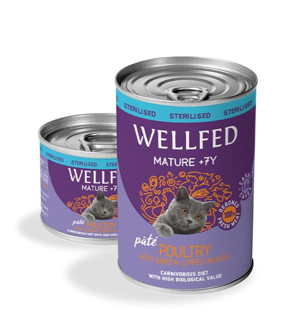 Pet Interest Wellfed Sterilized Poultry with Green Lipped Mussel Mature 7yrs Can 400 g