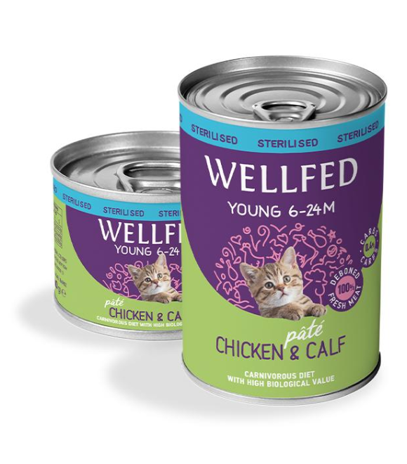 Pet Interest Wellfed Young Sterilized (6 - 24 months)  Chicken and Calf Pate