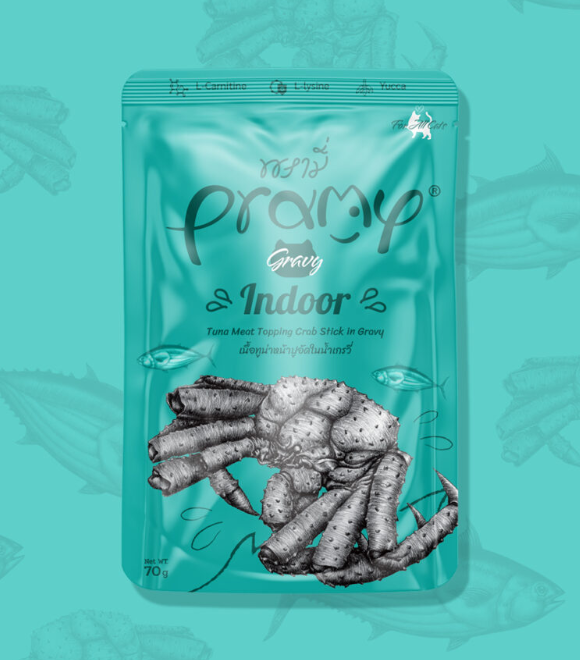 Pramy Tuna Meat Topping Crab Stick in Gravy Cat Pouch 70g