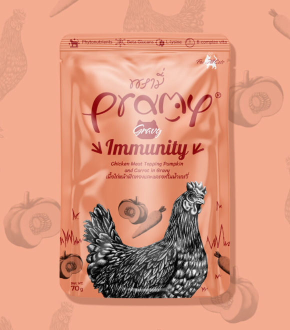 Pramy Chicken Topping Pumkin and Carrot in Gravy Cat Pouch 70g