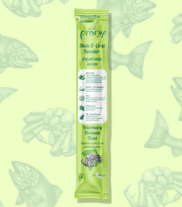 Pramy Veterinary Formula Treat Salmon with Crab For Skin and Coat Cat 14g