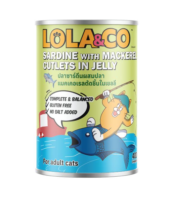 LOLA & CO Sardine with Mackerel Cutlets in Jelly Cat Can 400g