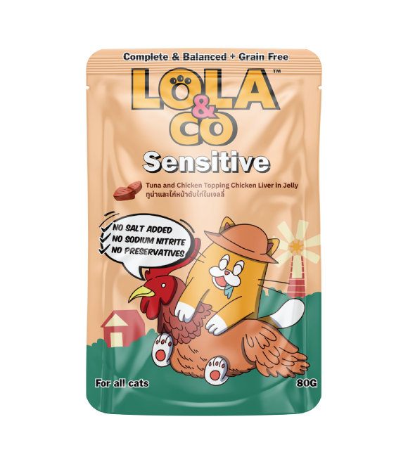 LOLA &amp; CO Tuna and Chicken Topping with Chicken Liver in Jelly Cat Pouch 80g