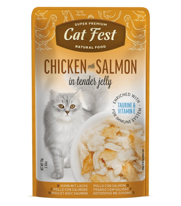 Cat Fest Chicken with Salmon Tender Jelly Pouch 70g