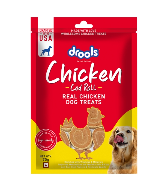 Drools Chicken Cod Roll Dog Treats 70g