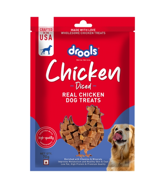 Drools Chicken Diced Dog Treats 70g