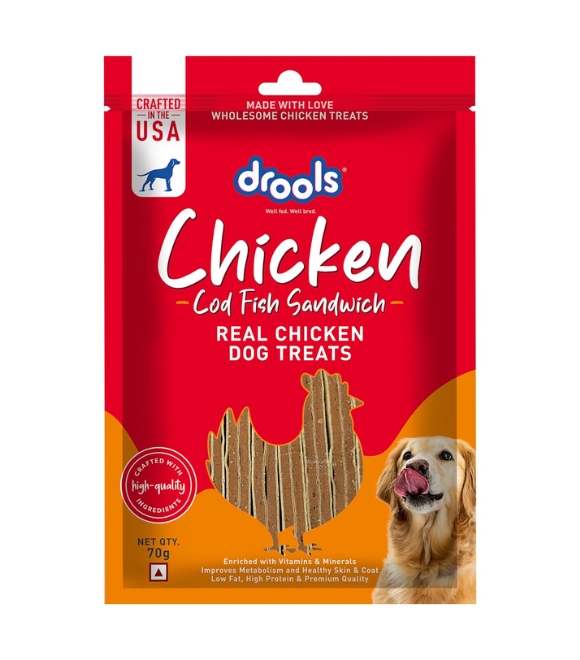 Drools Cod Fish Sandwich Dog Treats 70g