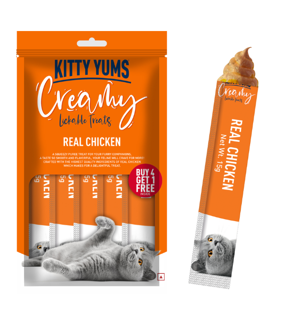Kitty Yums Creamy Treats – Real Chicken 5 Sticks