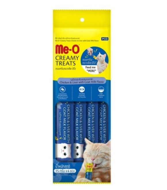 Me-O Creamy Treats – Chicken &amp; Liver with Goat Milk (15g x 4 Pack)