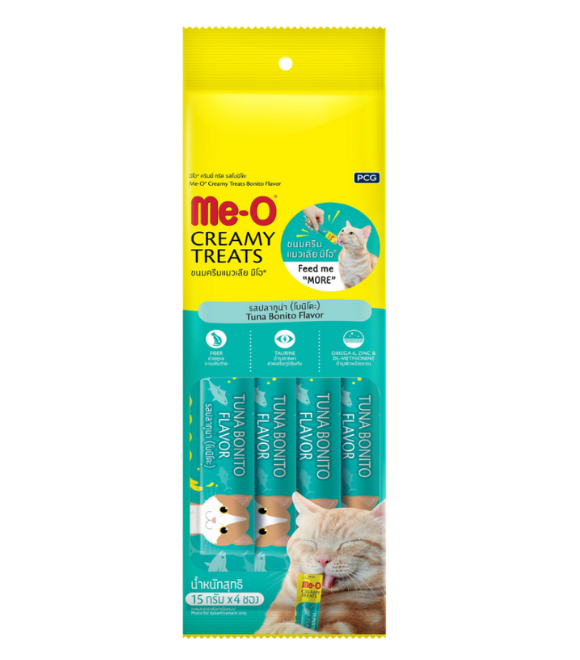 Me-O Creamy Treats – Tuna & Bonito (15g x 4 Pack)