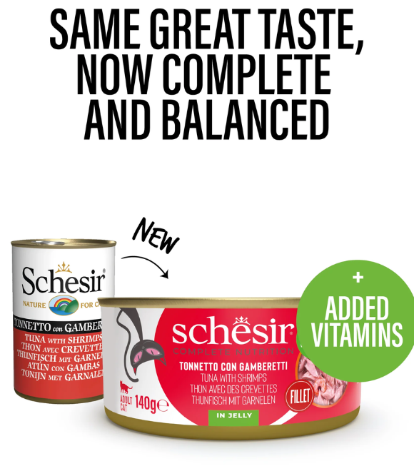 Schesir Cat Can Tuna with Shrimps in Jelly 140g