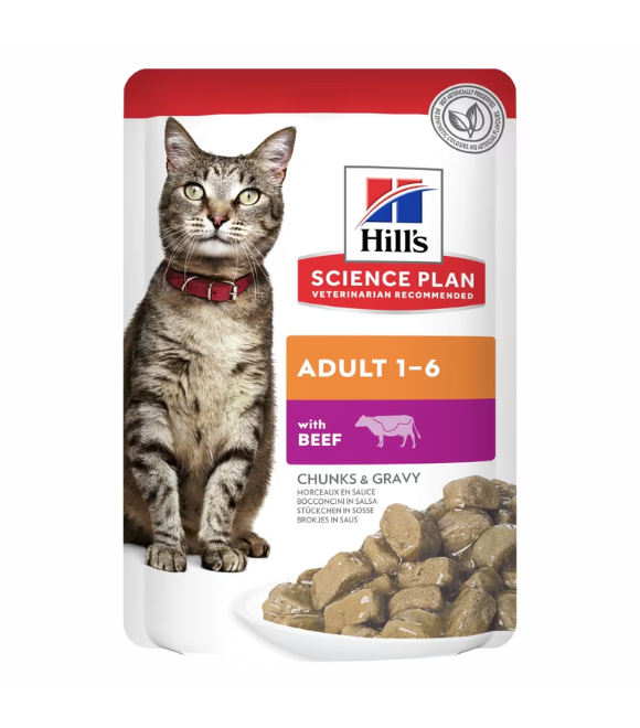 Hill's Science Plan Adult Wet Cat Food Beef  Pouches 85g