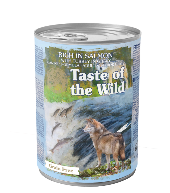 Taste of the Wild Rich in Salmon & Turkey in Gravy for Adult and Senior Dogs – 390g