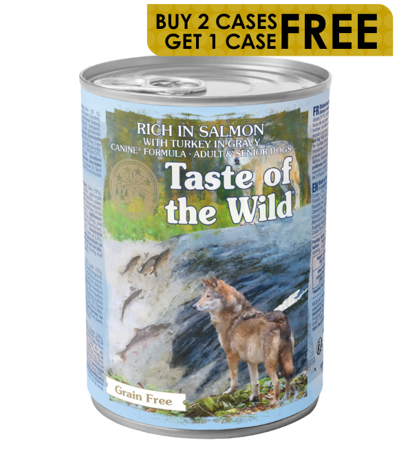 Taste of the Wild Rich in Salmon &amp; Turkey in Gravy for Adult and Senior Dogs – 390g