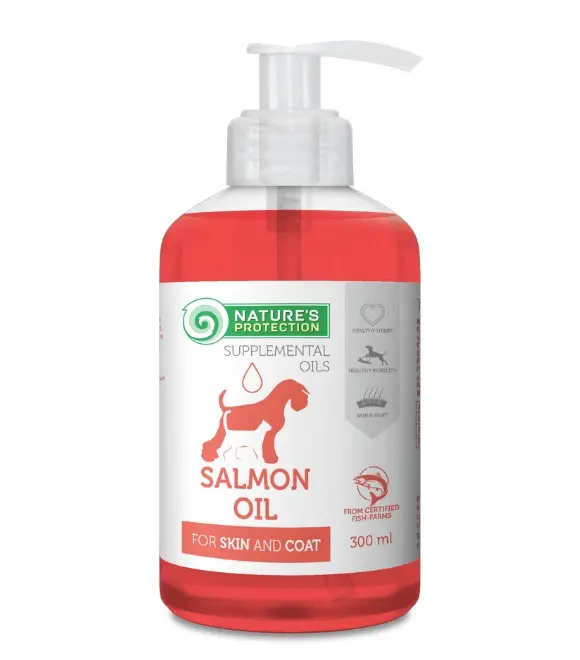 Nature’s Protection Salmon Oil Complementary Feed for Adult Dogs & Cats – Skin & Coat Support – 300ml 
