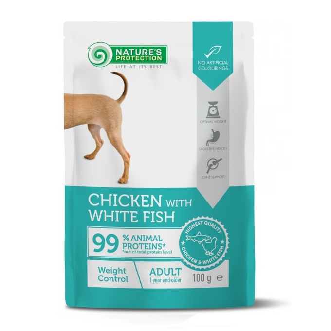 Nature’s Protection Weight Control Pouch with Chicken & White Fish – Adult Dogs (100g)