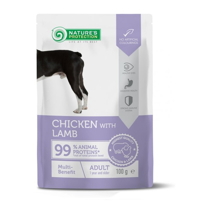 Nature’s Protection Multi-Benefit Pouch with Chicken & Lamb – Adult Dogs (100g)