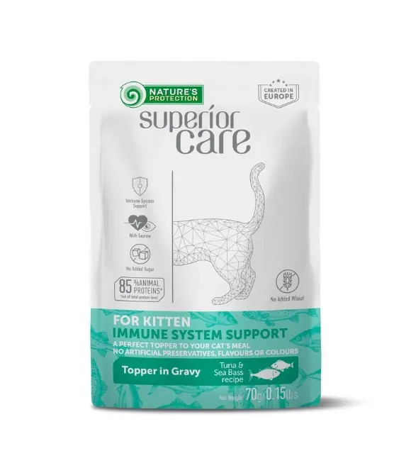 Nature’s Protection Superior Care Kitten All Breed Immune Support Tuna & Sea Bass Wet Food – 70g