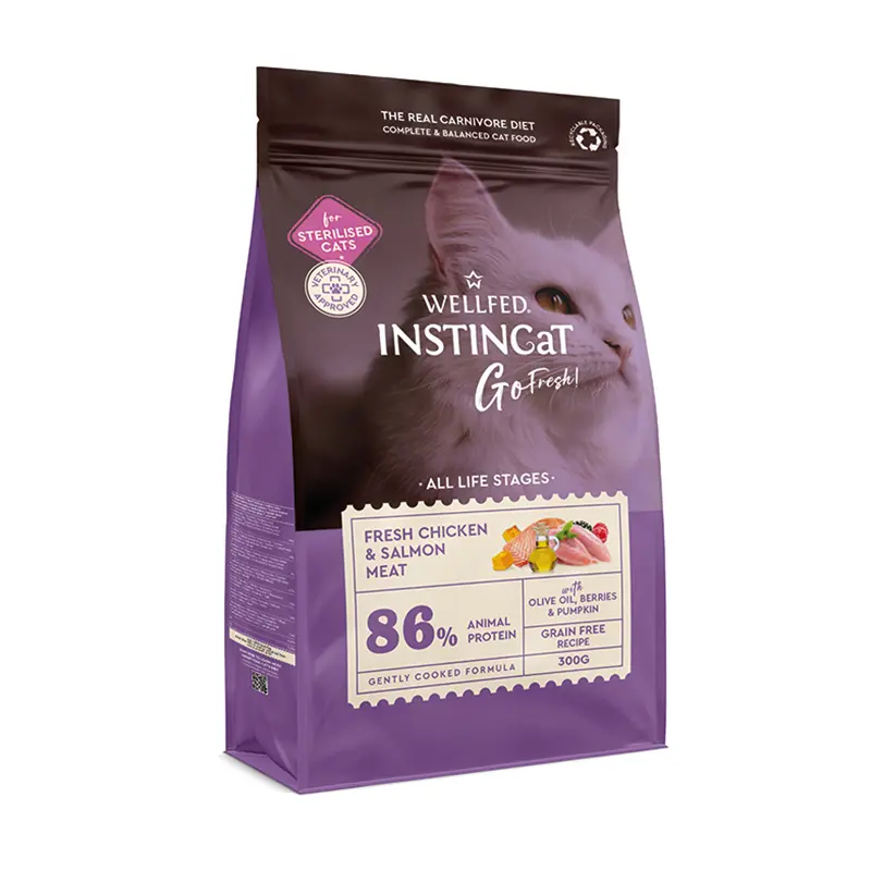 Pet Interest Wellfed Instin Cat Dry Food Fresh Chicken and Salmon Meat