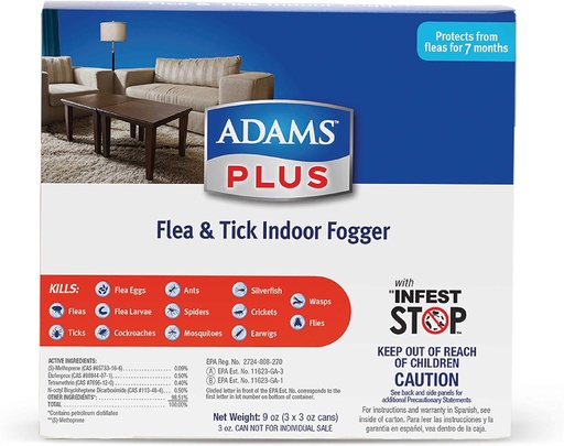[039079060196] Adams Plus Flea Control Indoor Fogger, 3 Ounce, 3 Pack