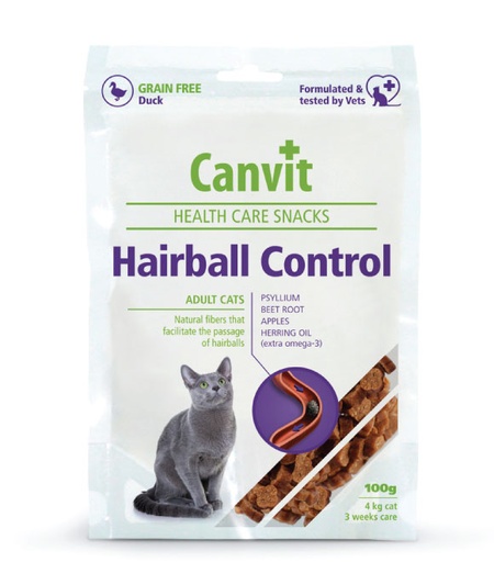 [8595602514083] Canvit Health Care Snacks Hairball Control for Adult Cats100g