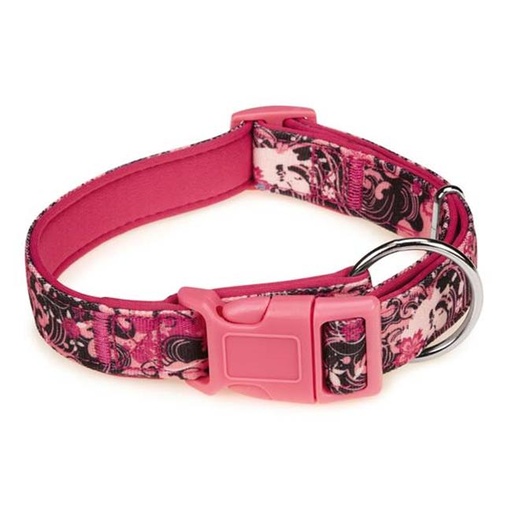 [721343522416] Casual Canine Neoprene Collar, 10 to 16-Inch, Pink Floral