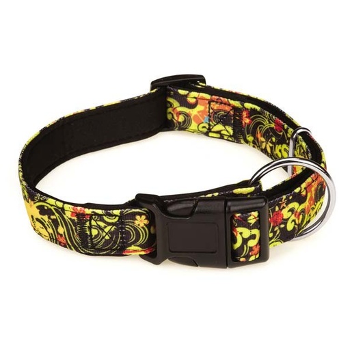 [721343522225] Casual Canine Neoprene Collar 14-20 In Black Floral