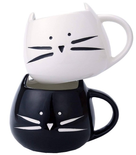 [4800351250125] Creative Gifts Cartoon Ceramic Cat Cup (Black&amp;White)