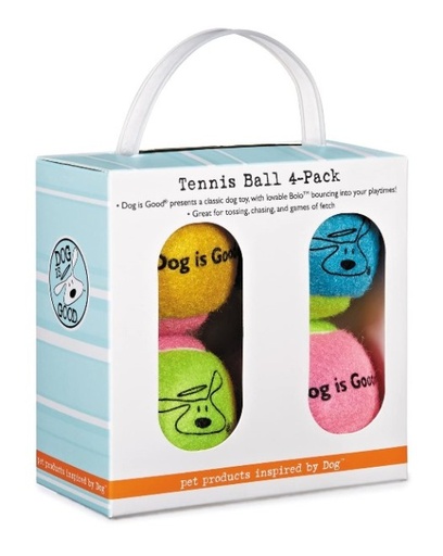 [721343909668] Dog Is Good Tennis Ball 4Pk Box Multi