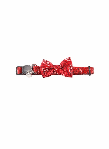 [8886467580215] Pawise Cat Collar w/Bowknot Red