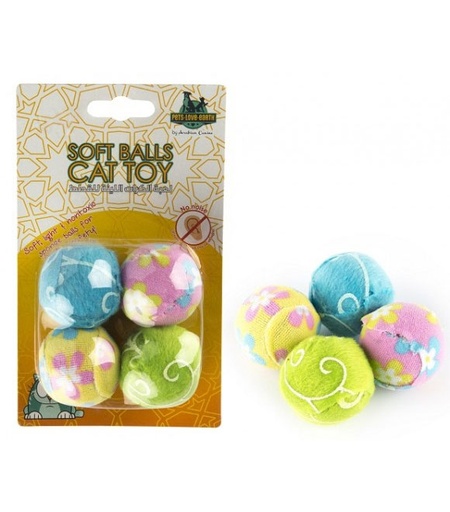 [635934608130] Pets.Love.Earth Soft Ball Cat Toy 4 Pk