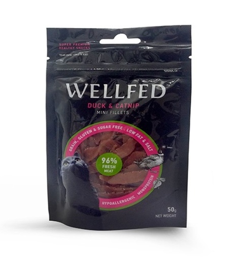 [5206819021051] Pet Interest Wellfed Duck and Catnip Mini Fillets for Cats 50g