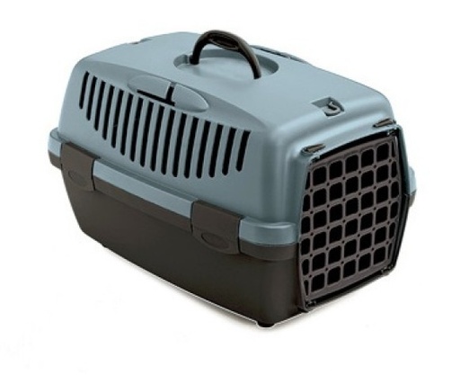 [8003507972865] Stefanplast Pet Carrier Gulliver 1 Wtih Plastic Door Steel Blue/Carrub Cm 48x32x31h