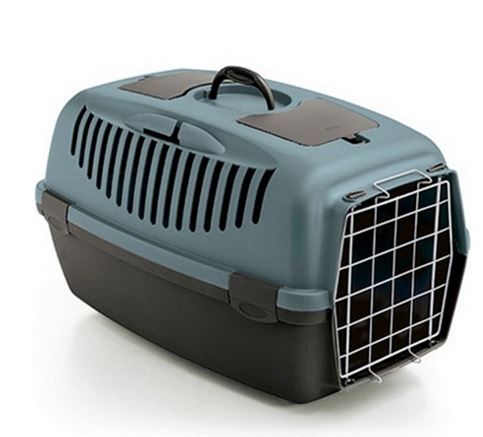 [8003507972889] Stefanplast Pet Carrier Gulliver 1 With Metal Door Blue/Brown 48x32x31h Cm