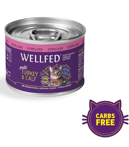[5206819014299] Pet Interest Wellfed Sterilized Turkey and Calf Can 100g For Cats