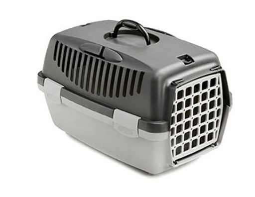 [8003507973664] Stefanplast Pet Carrier Gulliver 3 Plastic door Dark Grey/Light Grey 61x40x38h Cm