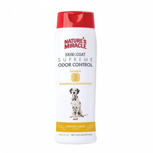 [018065060945] Nature's Miracle Skin & Coat Supreme Odor Control Shampoo & Condr For Dog 473Ml